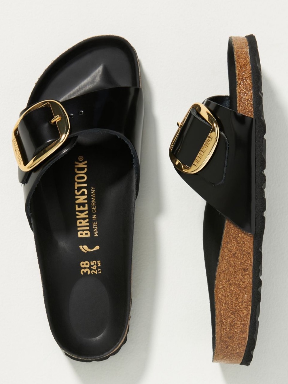Birkenstock Madrid Big Buckle High Shine Black Sandals 37